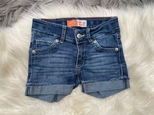 Girls LEVIS Signature Denim Boyfriend Shorts Blue Cuffed Size 4 Stretch