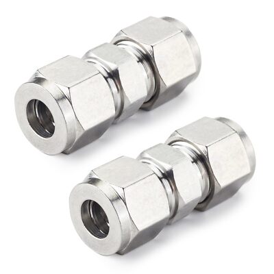2PCS Compression Union Tube Fitting 304 Stainless 12mm OD Tubing Metric Design
