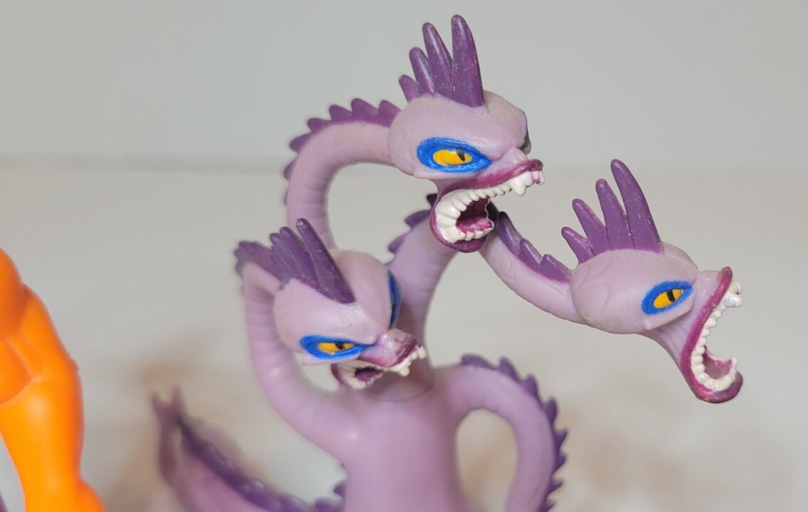 Lot Of 3 Vintage Disney Hercules Zeus, Phil, & Hydra 4 Headed