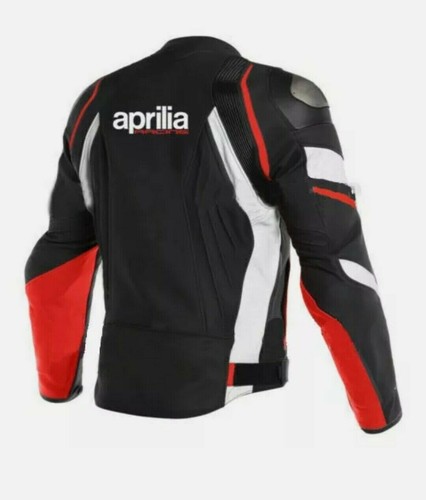 APRILIA MOTOGP COWHIDE LEATHER ARMOURED BIKER RACING JACKET IN ALL SIZE - Picture 2 of 4