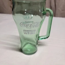 Coca Cola Whataburger/Cowboy Vintage Glass. With Handle