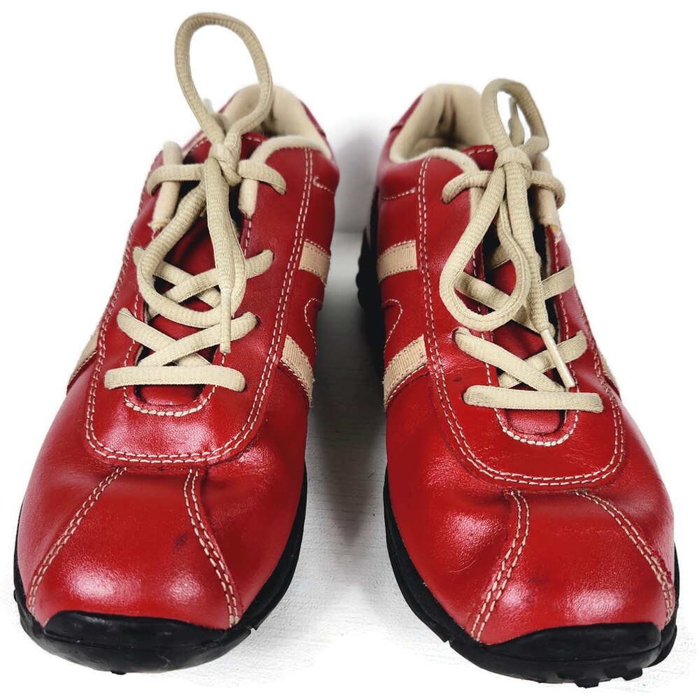 Lands End Lace Up Casual Shoe Mens 6 M Red Leather Comfort  display picture 1