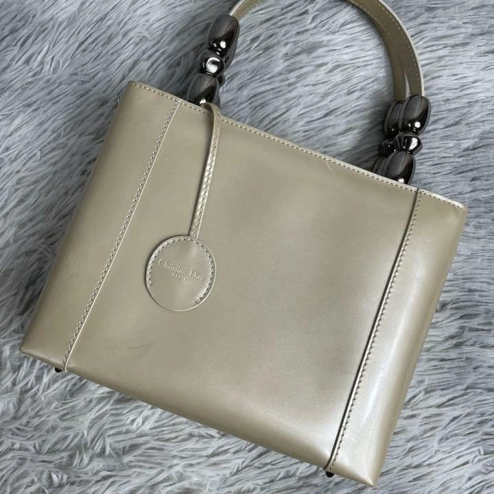 Sac à main authentique Christian Dior sac fourre tout #5102 cuir beige
