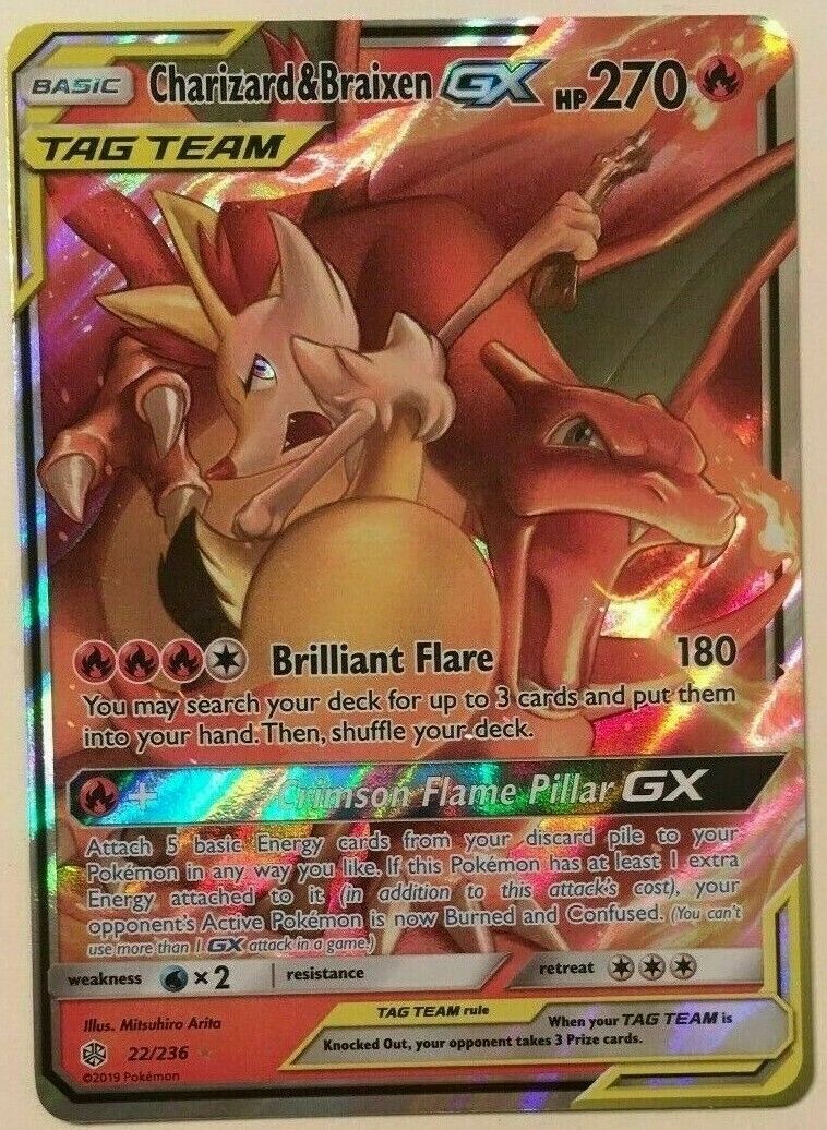 Carta Pokémon Charizard & Braixen Gx Lançamento Em Português em