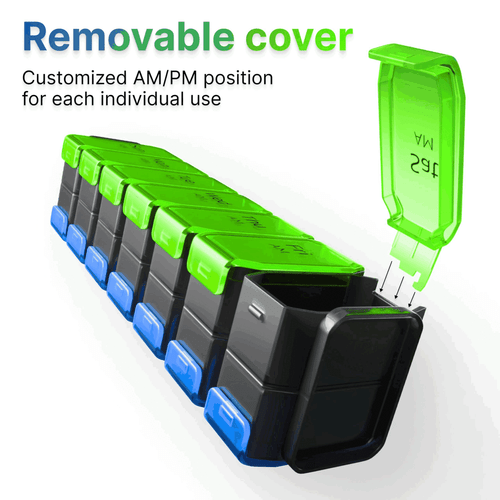 Extra Large Weekly Pill Organizer 2 Times a Day Green Blue XL Pill Case Am Pm - Picture 7 of 7