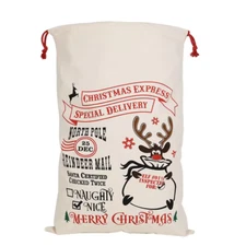 Santa Canvas Stocking Gift Sack Large  "19X26 inch " 17 imprints to choose from