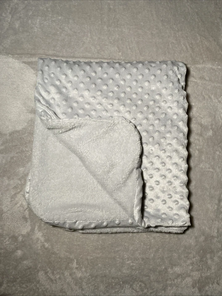 Blankets & Beyond Blue Owl Gray Minky Dot Blanket Reversible Velour Plush Lovey - Image 2 of 4