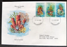 CORALS OF NEVIS SET STINGING TUBE & FLOWER COAL  1983 NICE CACHET FDC
