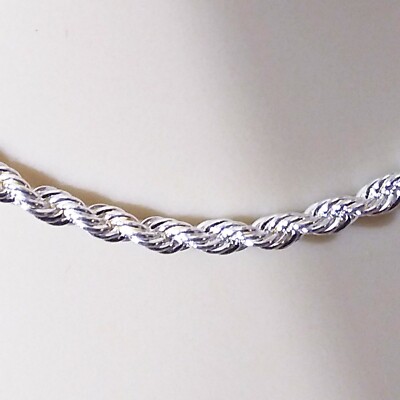 sterling silver, plated, Rope chain, 2 or 3 mm, necklace, 18-30 inch ...