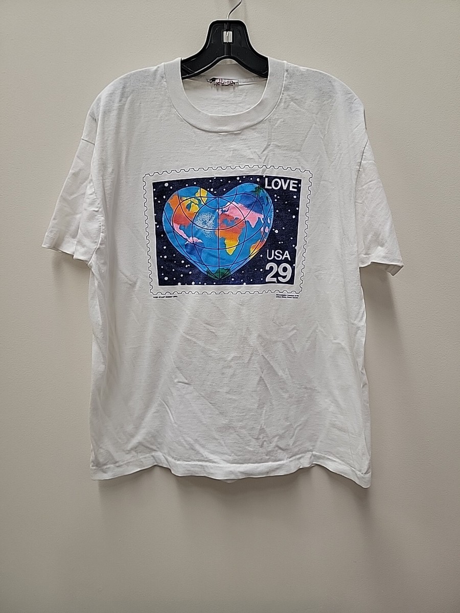 Vintage 1991 College Lane USPS Postage World Stamp Shirt Mens