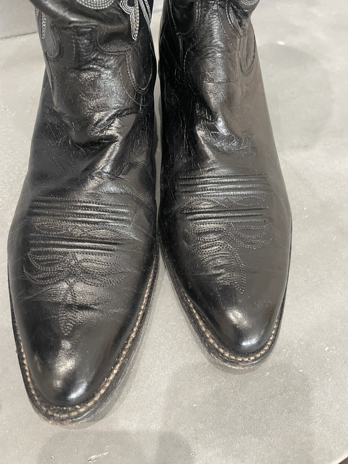 Vintage Justin Kangaroo Skin Black Western Cowboy Boo… Gem
