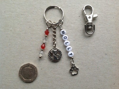 Personalised Name Cat Bag Charm Keyring, Cat lover, Memorial Keepsake, Gift - Picture 5 of 13