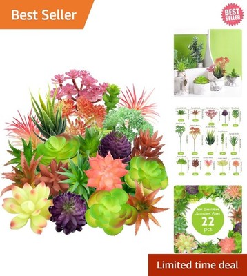 22PCS Colorful Mini Artificial Succulents - Lifelike Decor for Home and Events