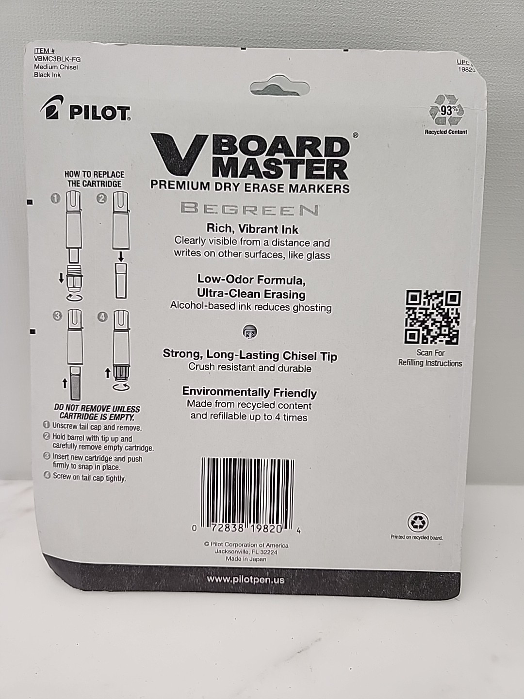 Dry Erase Markers Pilot V Board Master Medium Chisel Tip Black 3 Pack Lot Of 2 