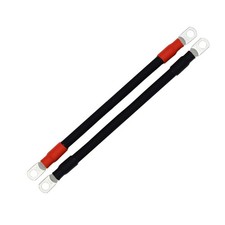 2 AWG Battery Cables 12 Inch with 3/8  Tinned Lugs Both Ends - Pure Copper