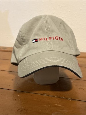 Tommy Hilfiger Hat Strap Back Light Grey Flag Logo Adjustable Dad Cap Preppy Men