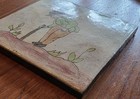Vintage Hand-Painted Red Clay Ceramic Decorative Tile Farmer Figural Man Scene — photo 4