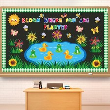 Mooliwe Spring Bulletin Board Decorations Set March Flowers Bulletin Board wi...
