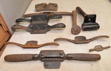 9 spoke shaves Stanley 80, & D R Barton 1832 more scraper plane collectible tool