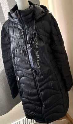 Andrew Marc Long Down Puffer Jacket Coat XL Hooded Packable Bag RN 54163 Premium