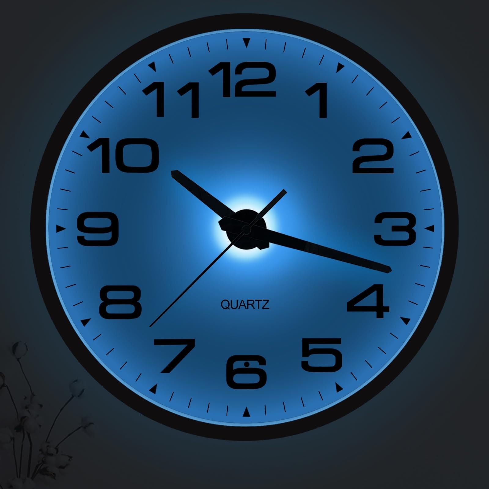 Lighted Wall Clocks Battery Operated, 12 Inch Wall Clock for Bedroom Night Glow,