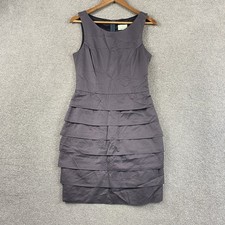 Review Tiered Ruffle Mini Dress Size 10 Grey Cocktail Party Work Corporate