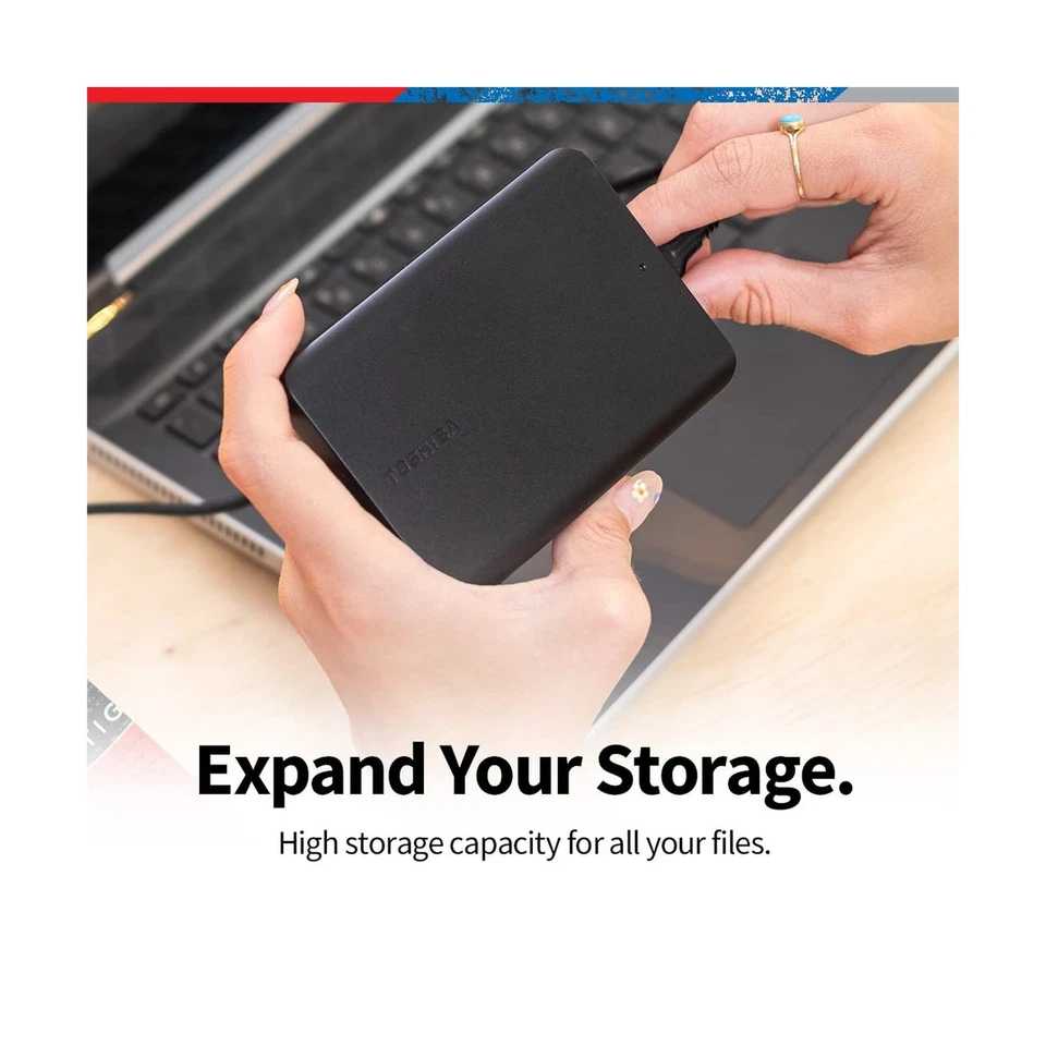 Toshiba Canvio Basics 4TB Portable External Hard Drive USB 3.0, Black - HDTB5... - Image 2 of 4