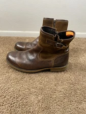 Size 11.5 M Brown Kenneth Cole Leather Ankle Boots Zippered Sherpa lined 