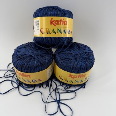 Katia Granada Mid Blue Yarn Lot of 3 Balls 64% Nylon 36% Polyester 50g 140yd