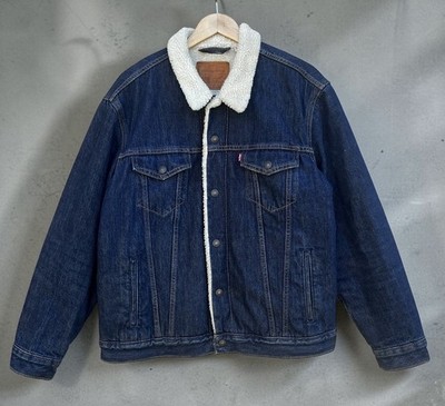 Levi's Premium Typ III Herren blau Denim Sherpa Jacke Trucker Chore - Large