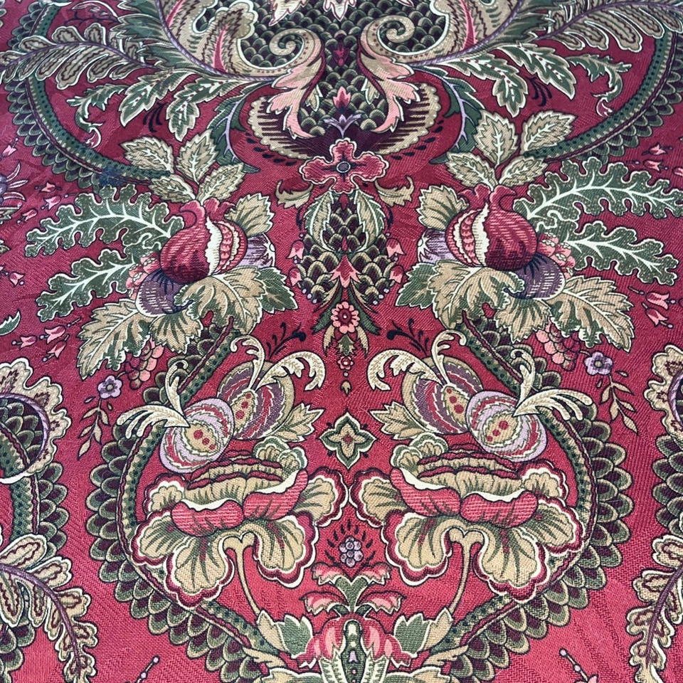 Raymond Waites Floral Tablecloth  Rectangular 49x100”CUSTOM Red green - Image 2 of 4