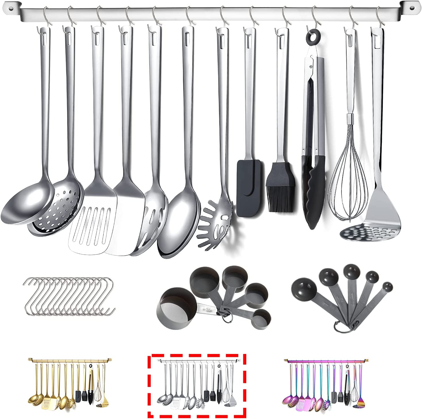Set di Utensili da Cucina in Acciaio Inox Duraturo - Come una Volta