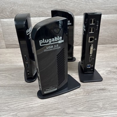 4x Plugable UD-3900 USB 3.0 Dual Display Docking Stations Tested No AC Adapter