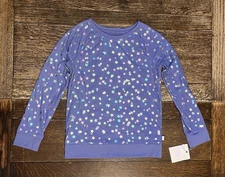 More Than Magic Girls Mesh & Lined Long Sleeve Top | Purple Sparkle Stars | Sz M