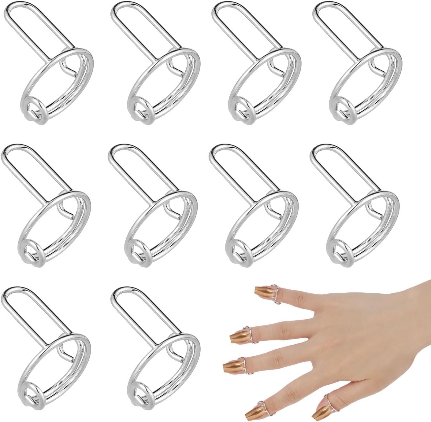 10Pcs Wudu Nail Rings| Adjustable Fingernail Rings Reusable Detachable Metal Fin