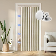 Blackout Folding Door Curtain Magnetic Sliding Door for Closet Pleated Concertin