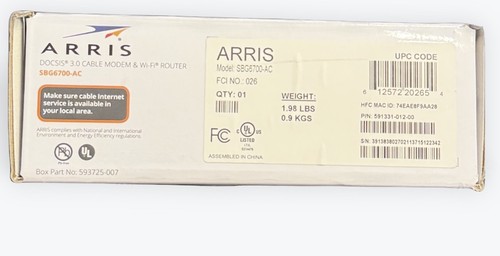 Arris SurfBoard SBG6700-AC DOCSIS 3.0 Cable Modem & Wi Fi Router Factory Sealed - Picture 3 of 4