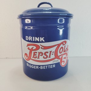 Pepsi Cola 5 Cents Enamelware Canister 2007 Cookie Jar With Lid 