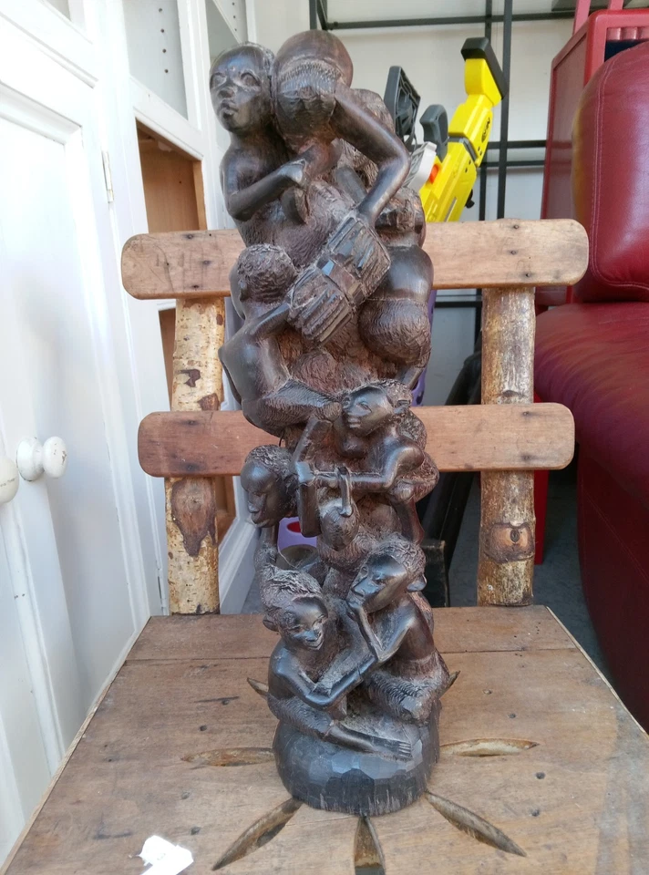 Statue En Bois Africaine Ancienne - Photo 3/4