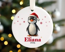 Personalized Penguin Woodland Animal Christmas Ornament 2025 For Family or Kids