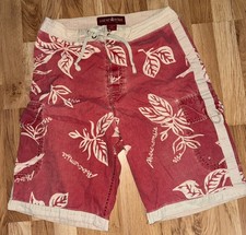 Vintage Abercrombie and Fitch Hawaiian Board Shorts Red Size 33 Fade GUC