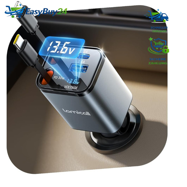 ZigarettenanzüNder Usb C Auto LadegeräT 69W SchnellladegeräT 12V-24V Mit Typ-C-image