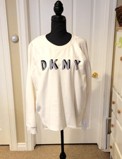 DKNY Drop Shoulder Logo Sweatshirt - White - size XL