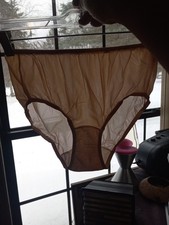 B Vintage NOS Sears Nylon Very Impressive Panty S 11-15 BEIGE BIKINI Panties