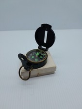 Vtg Brass Engineer Directional Liquid Filled Compass Folding Case Camping WORKS 
