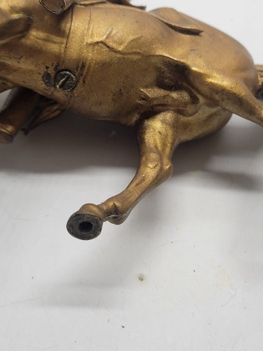 Vintage Cast Metal Horse & Rider Statue โ Bronzed Military Figure on Horseback - Picture 8 of 17