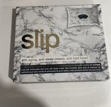 Slip Silk Marble Pillowcase Queen Eye Mask Set