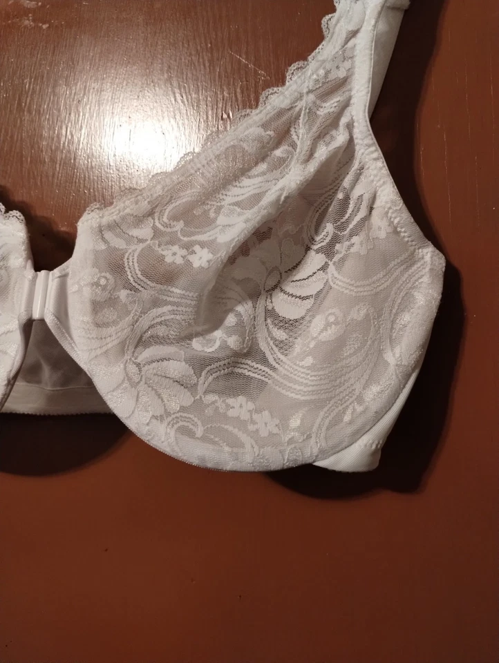 38D Glamorise полная фигурка WonderWire спереди закрыть эластичной кружевной бюстгальтер - белый - Изображение 2 из 4