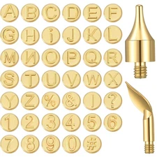Lothee 43 Pcs Wood Burning Tips Kit, Wood Burning Letters Numbers Alphabet Stamp