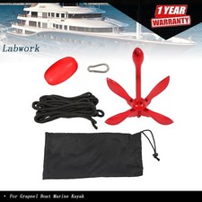 1-Pack Red Folding 1.5KG Grapnel Boat Kayak Marine Anchor Set